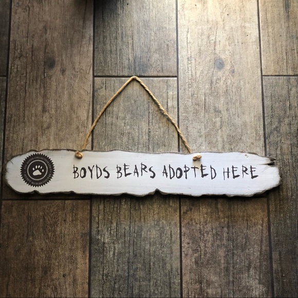 Boyds Bears Adopted Here Wooden Hanging Sign - Picture 1 of 6